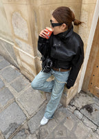 [DEINET] BELTED POCKET SHOULDER BAG IN BLACK