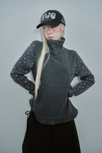 hugyourskin Flower button pola top (Charcoal)