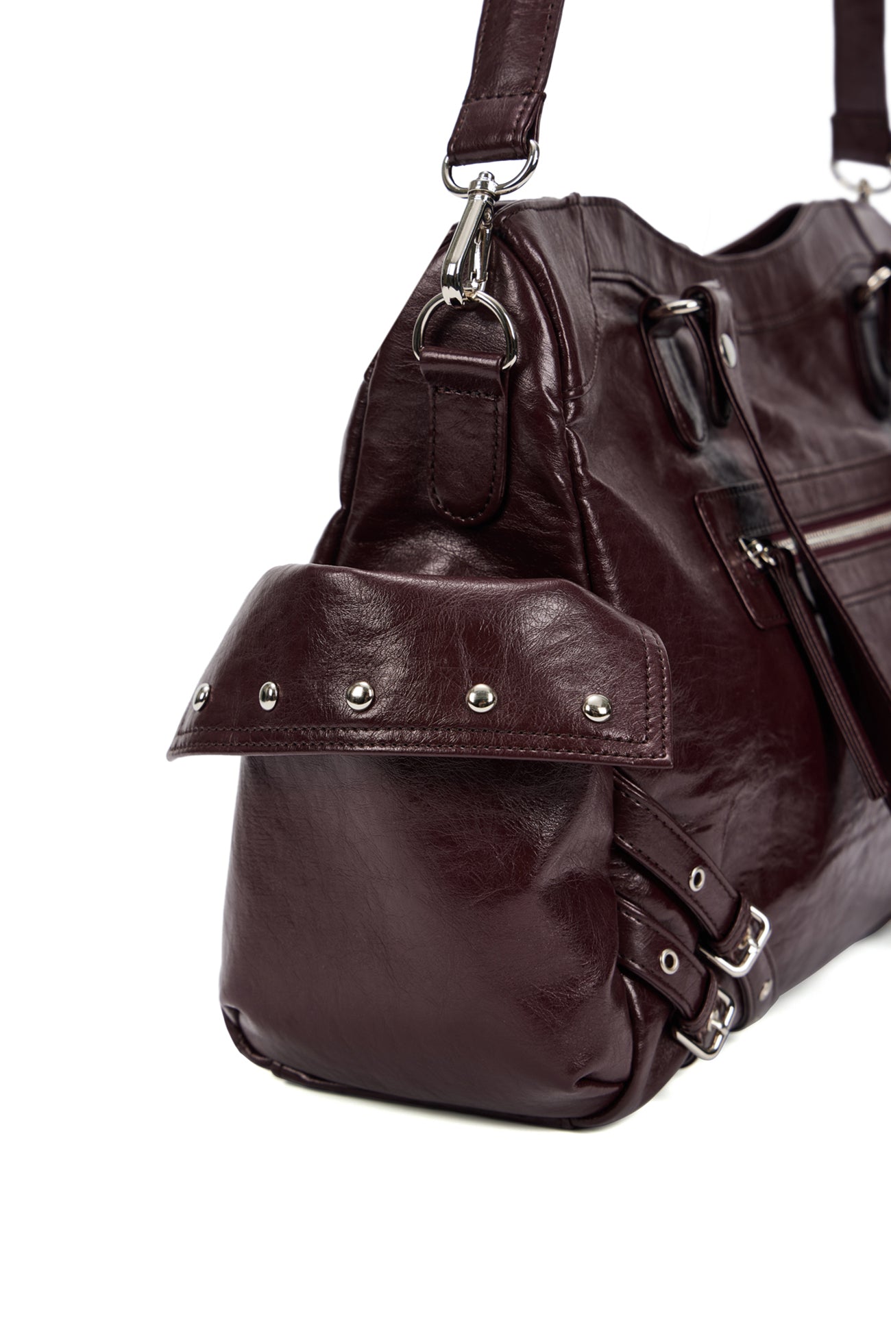 DEINET STUD POCKET BIG BAG IN BURGUNDY