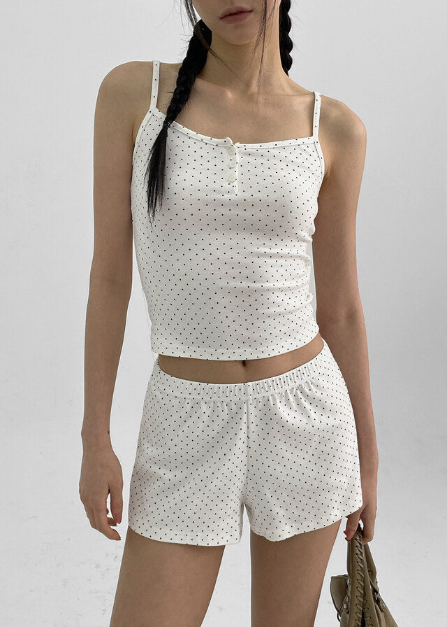 [韓國製造🇰🇷] Dot Henry Neck Tank Top / 2colors