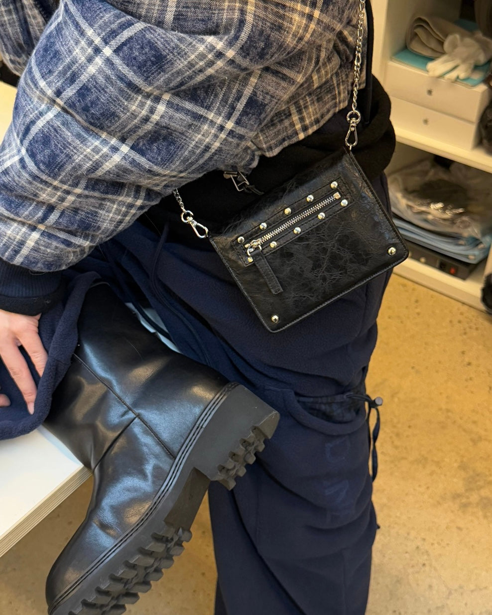 DEINET Travel Stud Cross Chain Mini Bag / 5colors