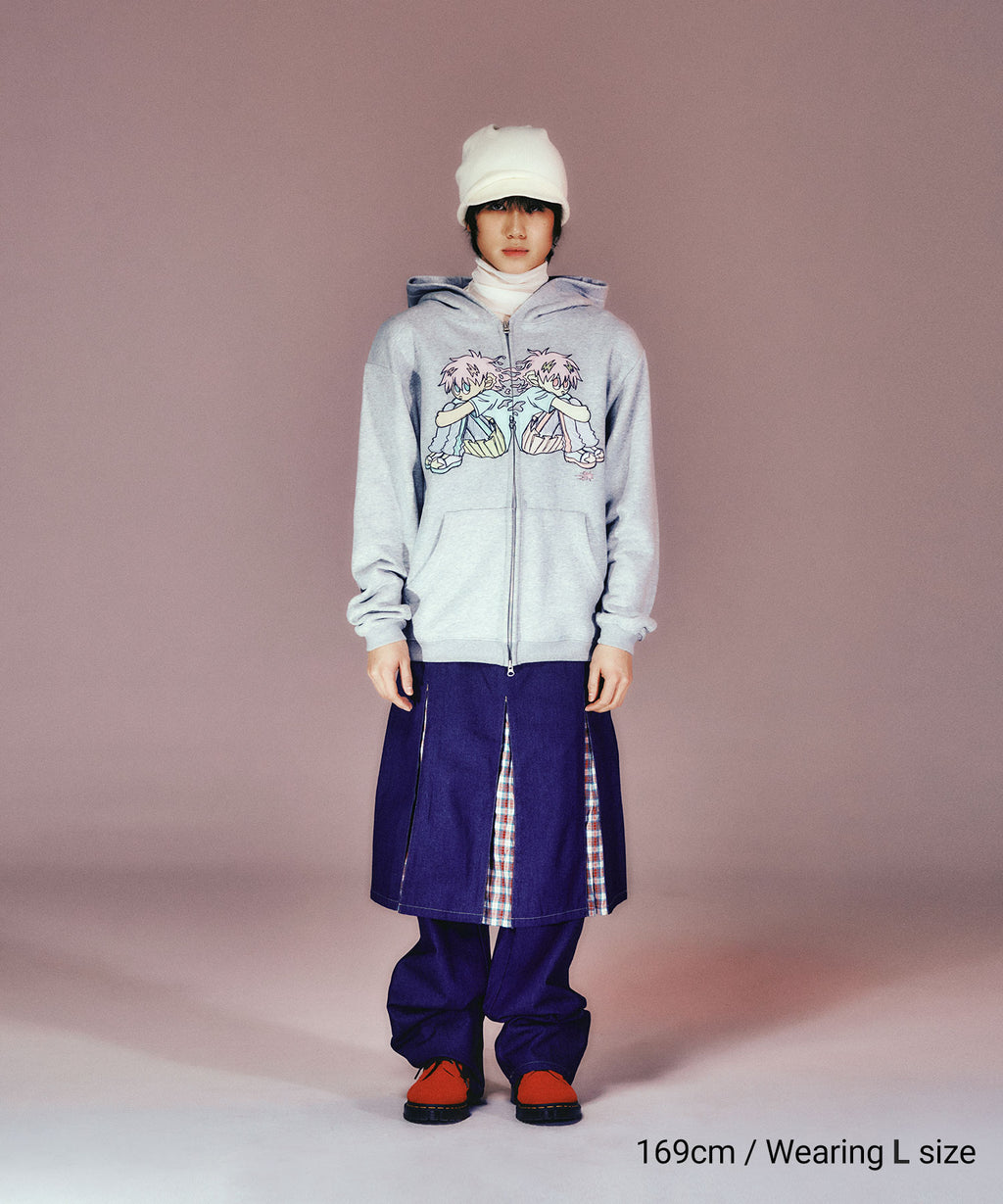 niceghostclub NGC BOY HOODIE ZIP UP [GREY]