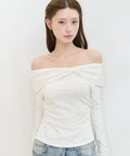 [illigo] BOW OFF SHOULDER LONG SLEEVE_WHITE