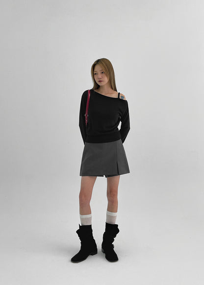 BLAKCUP MADE ONE SHOULDER KNIT LS / BLACK