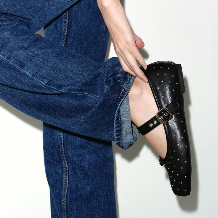 PAES Metal Stud Mary Jane - Black