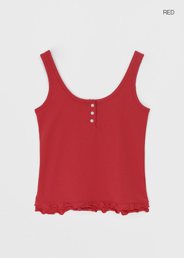 [韓國製造🇰🇷] Frill Henry Neck Tank Top / 2colors