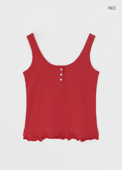 [韓國製造🇰🇷] Frill Henry Neck Tank Top / 2colors