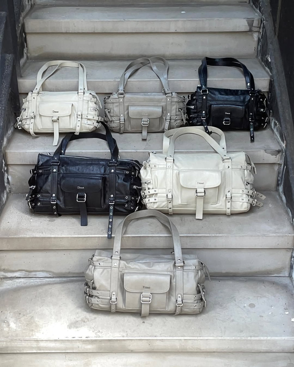 [DEINET] BELTED POCKET MINI SHOULDER BAG IN GREY