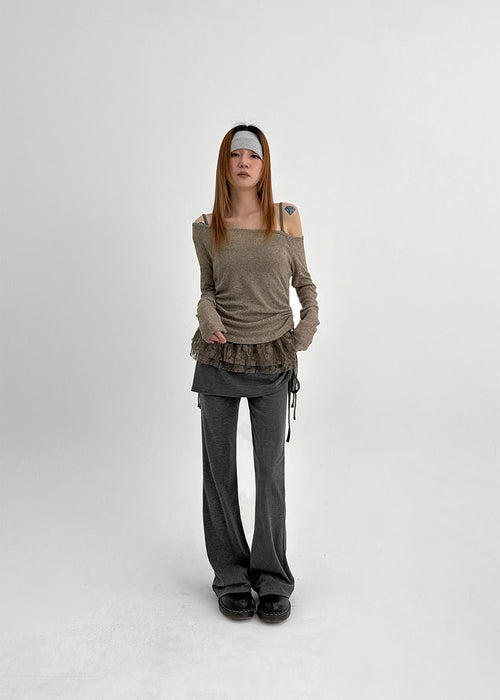 BLAKCUP Levi Shirring Banded Skirt Pants - 2colors
