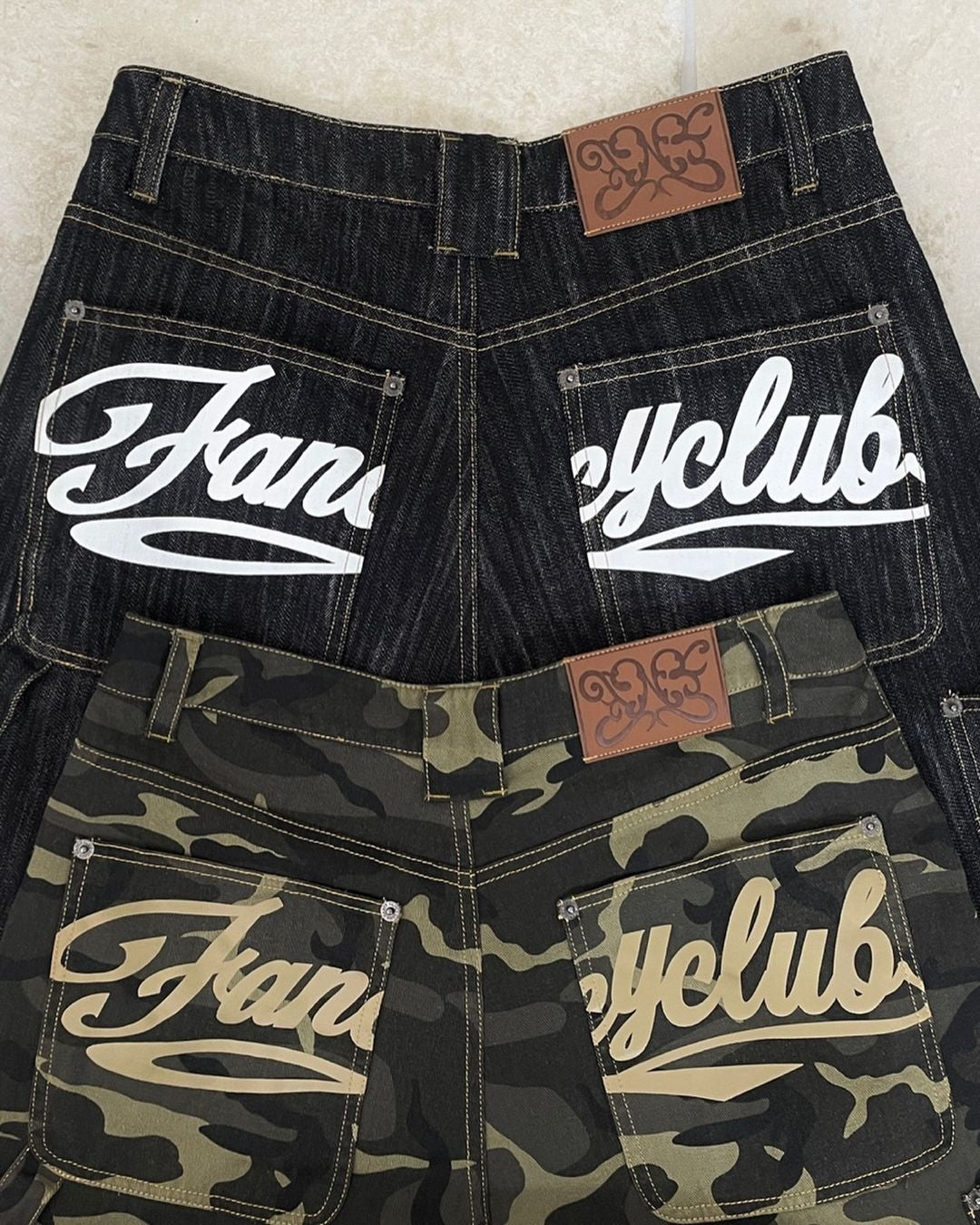 NASTY FANCY CLUB CARPENTER LETTERING DENIM PANTS / BLACK