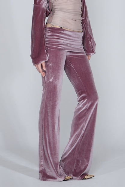 Sculptor Velvet Shirring Lowrise Pants Pink Brown