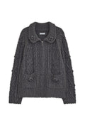 hugyourskin Popcorn knit zip-up (Charcoal)