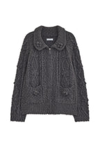 hugyourskin Popcorn knit zip-up (Charcoal)