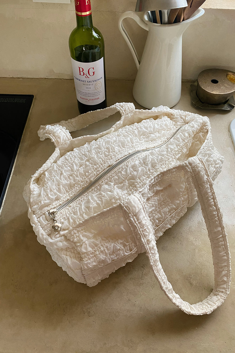 NANACREW MINI DUFFLE BAG - IVORY RUFFLE