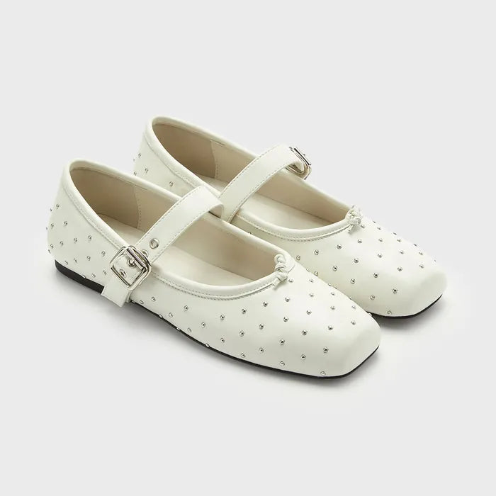PAES Metal Stud Mary Jane - Ivory