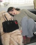 Heeari Sage Suede Square Bag / Black