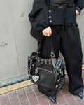 DEINET NEW STUD STRING BIG BAG IN BLACK