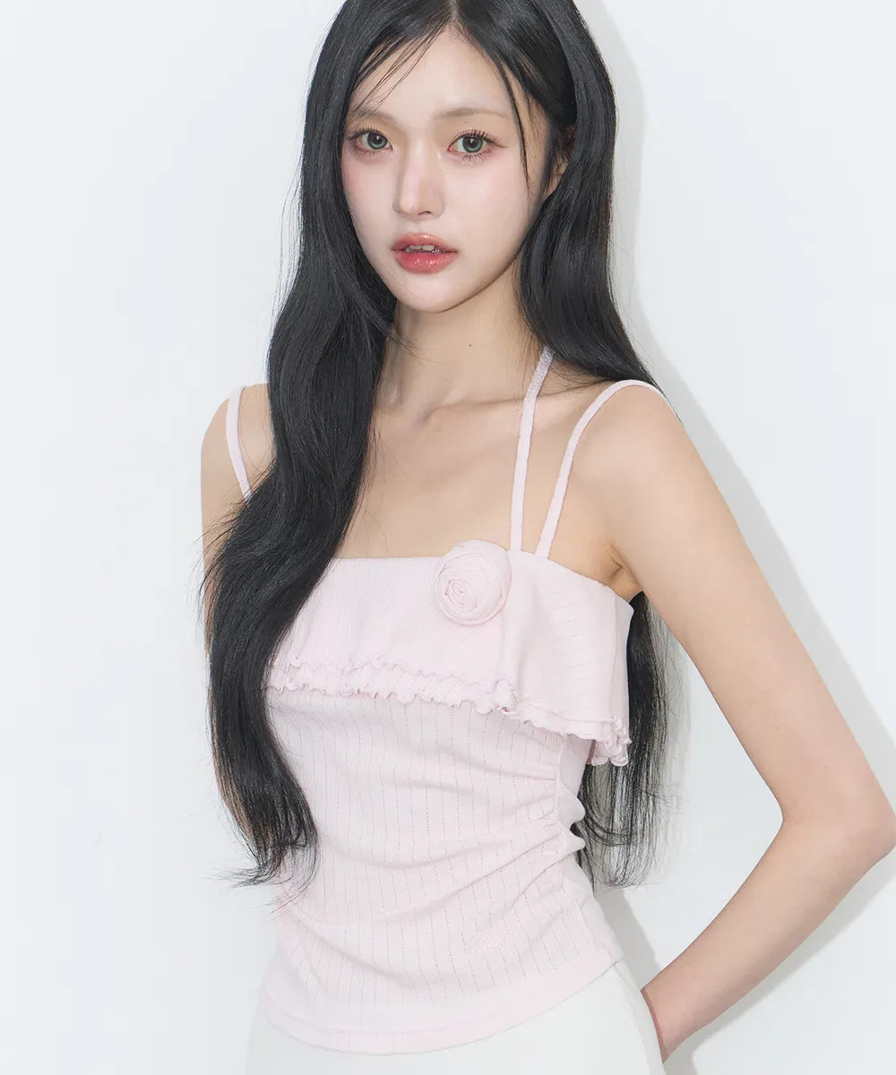 [ILLIGO] ROSE RUFFLE SLEEVELESS_4 COLORS