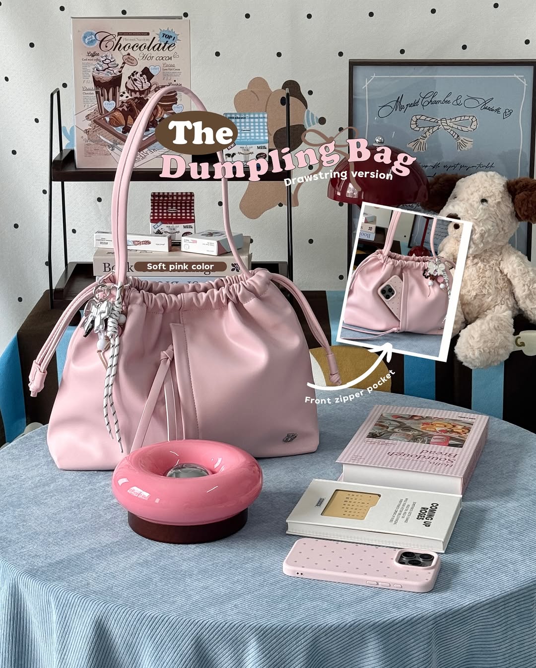 [香港現貨✨] the Dumpling Bag (drawstring) - Soft Pink