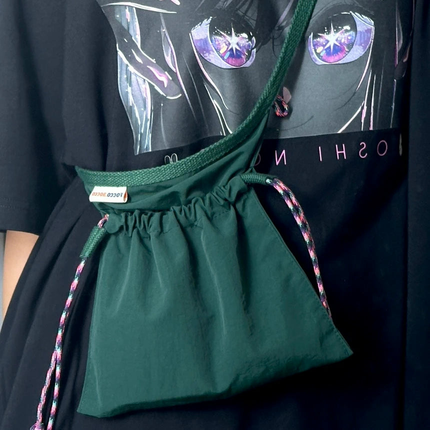 Drawstring Crossbody Bag / DEEP GREEN