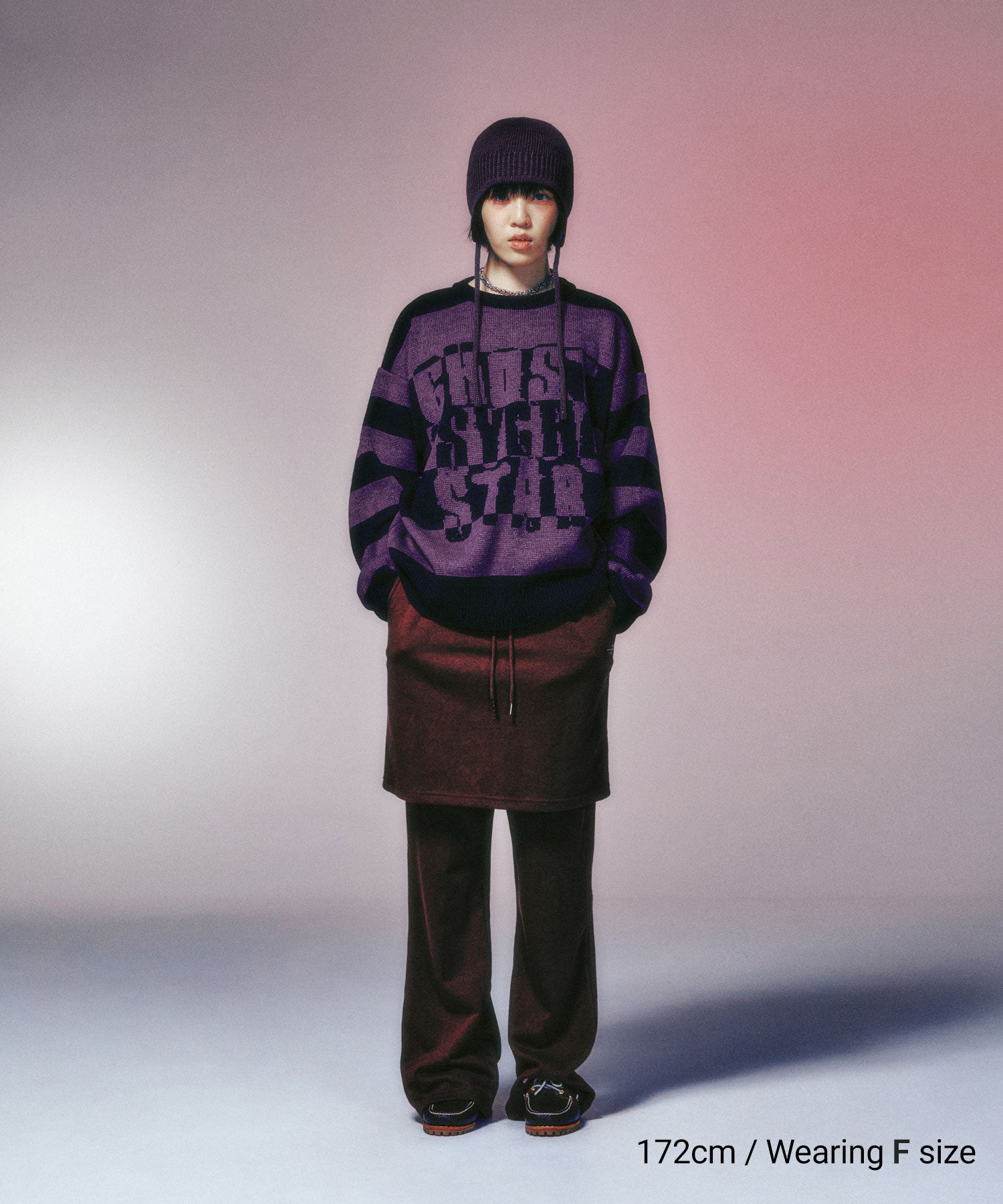 niceghostclub LOGO SWEAT LAYERED PANTS [BURGUNDY]