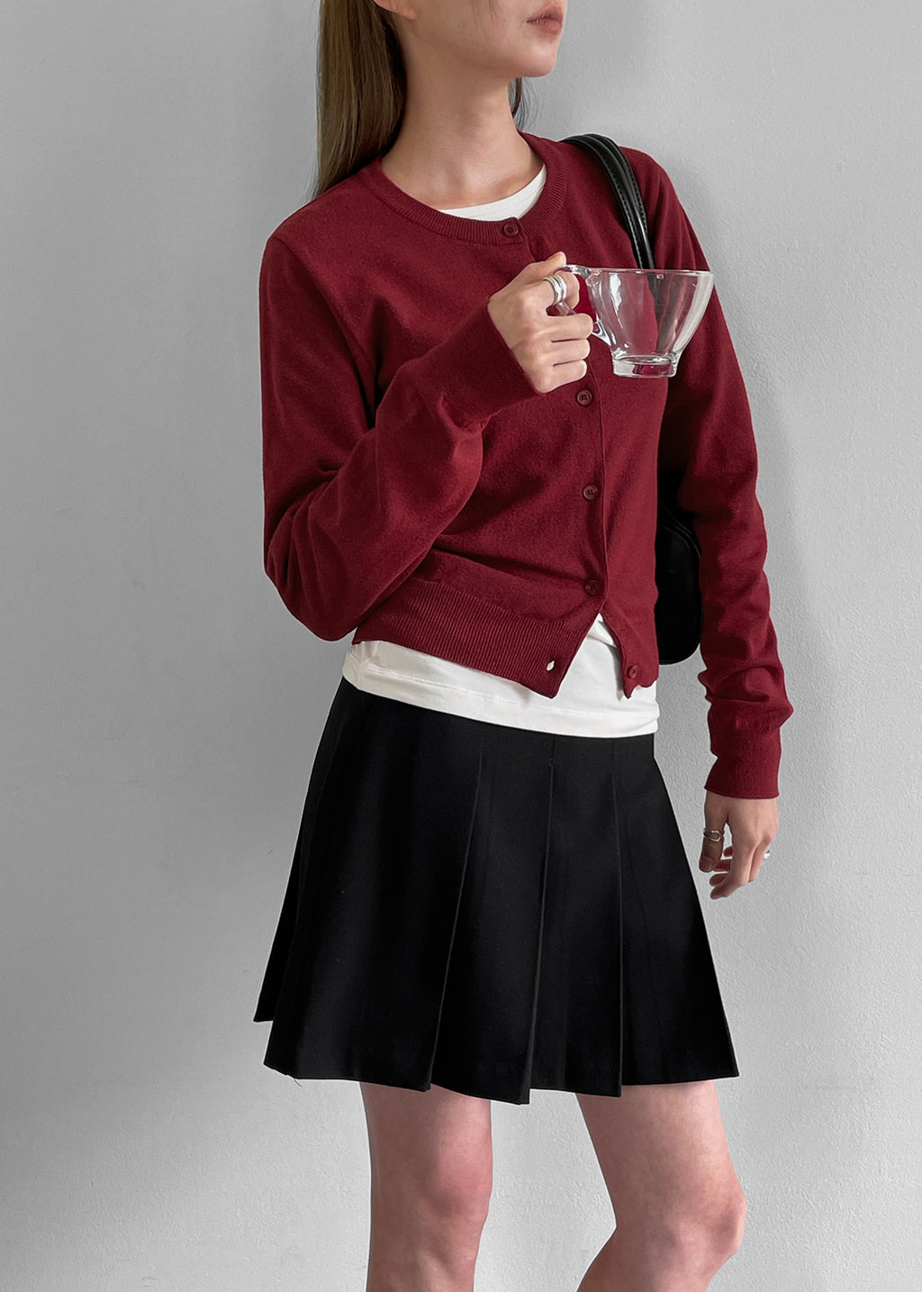 韓國製造 Round Cardigan / Red