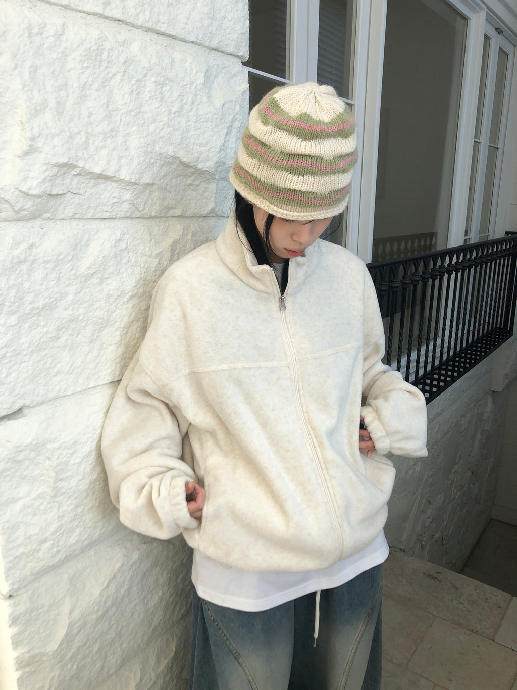 CREAM BEANIE