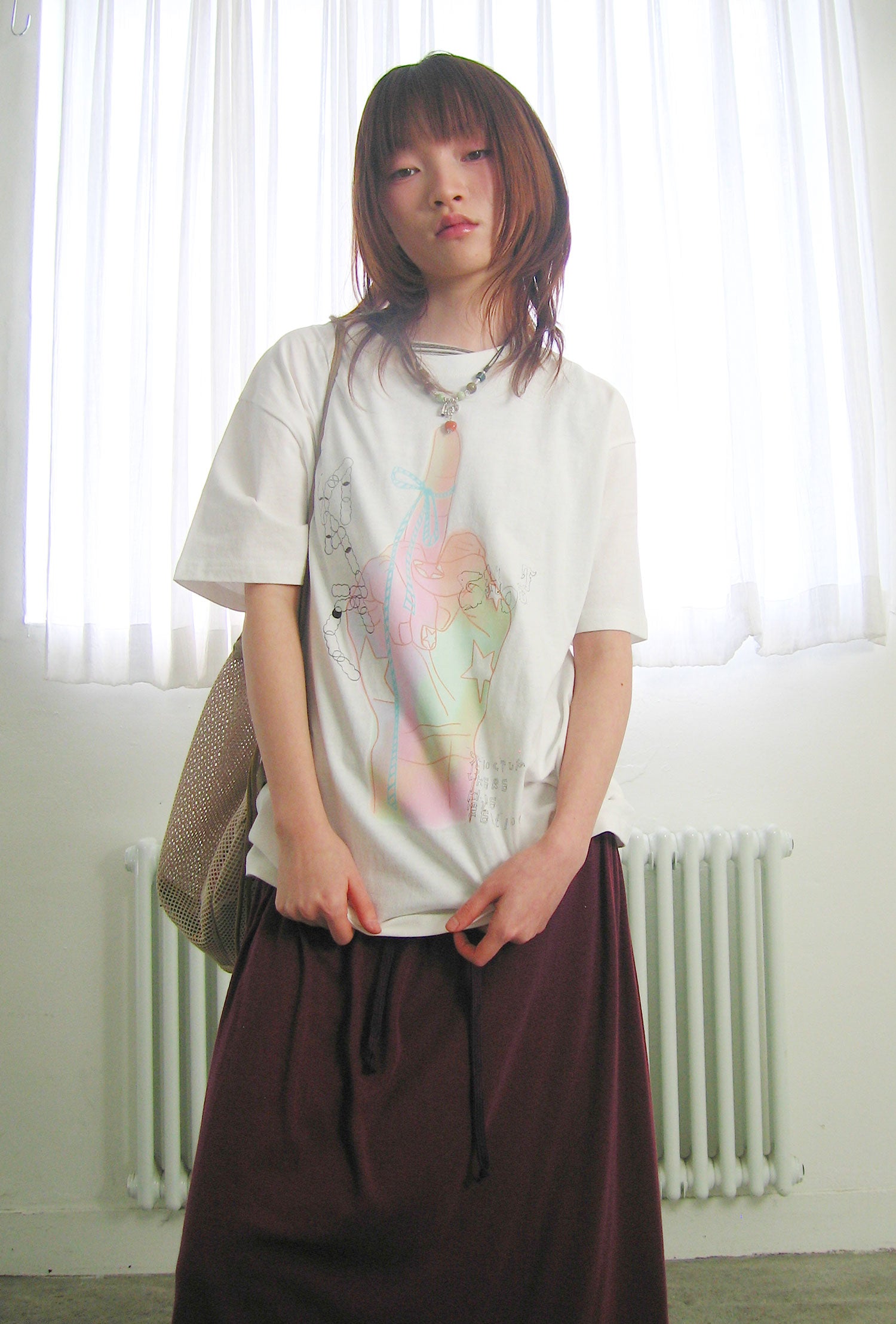 niceghostclub rainbow finger tee [2colors]