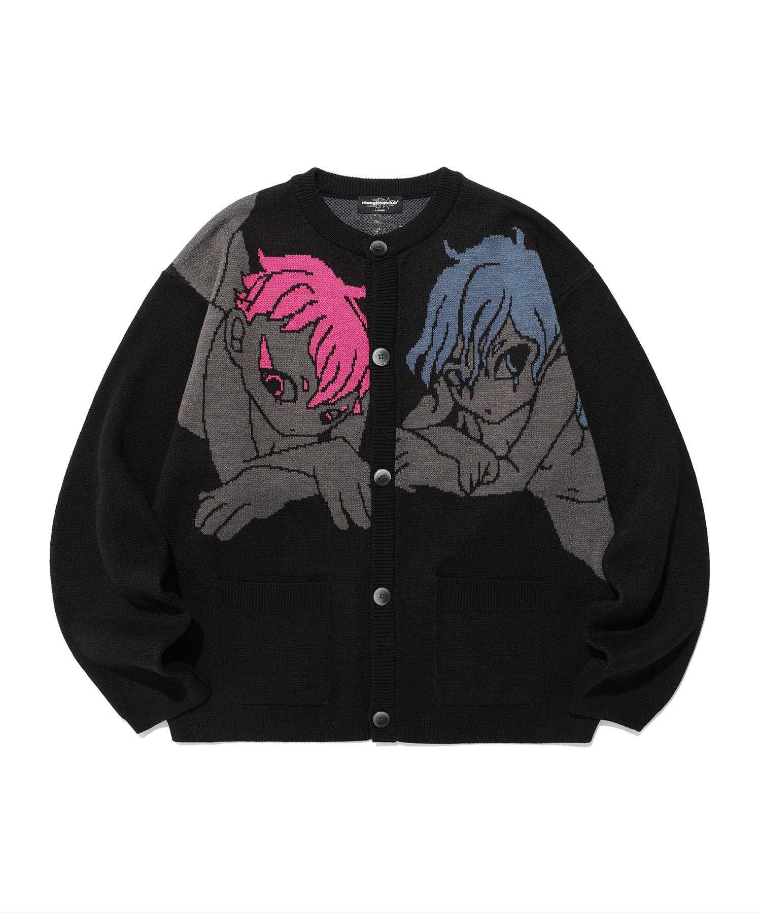 niceghostclub ANGELS KNIT CARDIGAN [BLACK]