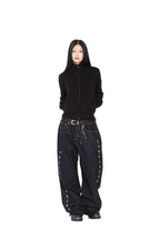 AAKAM Side Rhinestone Denim Pants (Dark Blue)