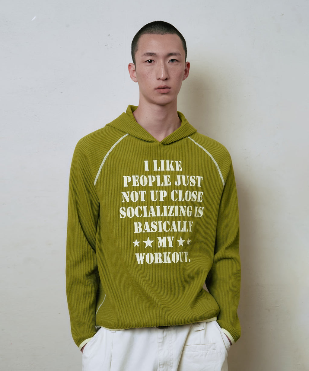 LSC SLOGAN WAFFLE HOODIE (OLIVE)
