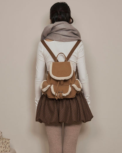 lotsyou Nostalgia Chubby Shearling Backpack / Brown