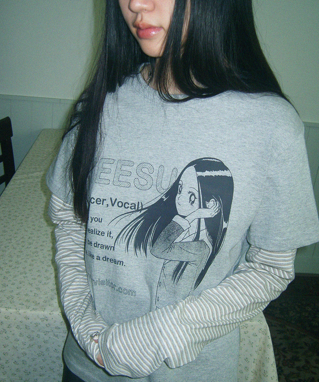 WONDERVISITOR HEESU PFP LAYERED LS-T / MELANGE GREY