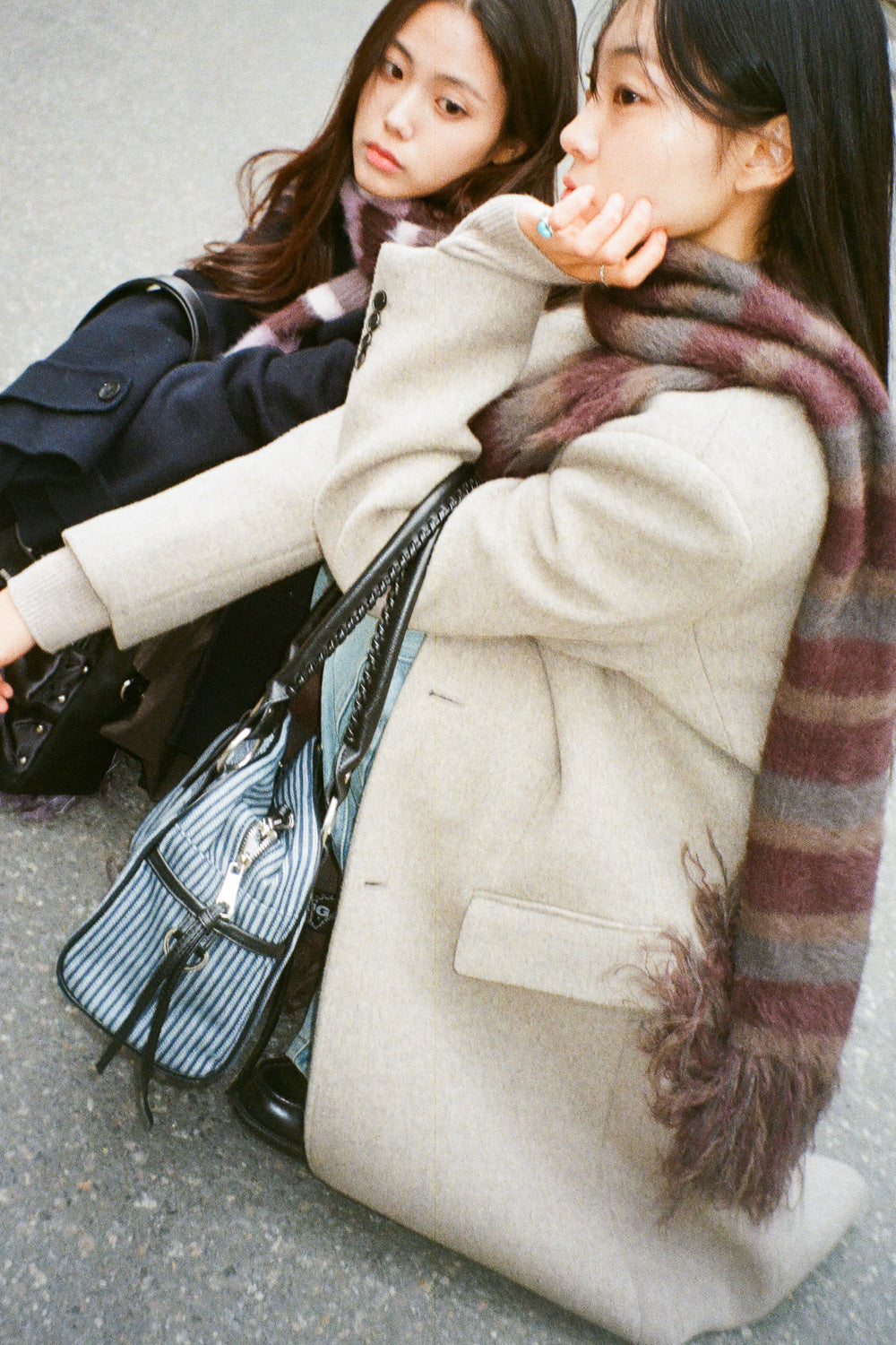 IUGA Striped Hairy Bold Muffler (Brown)