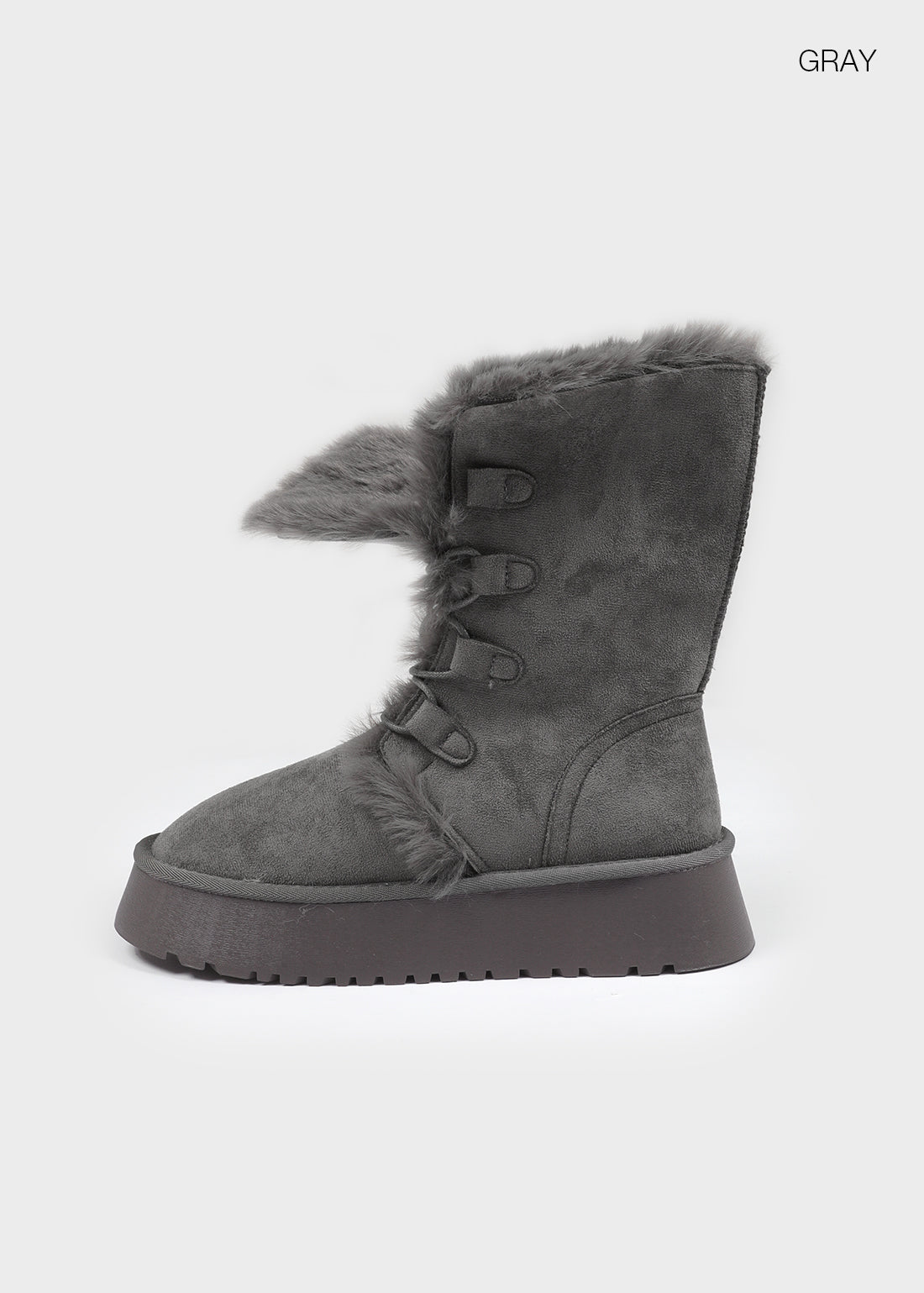 Caman Suede Folding Middle Fur Boots - 3colors
