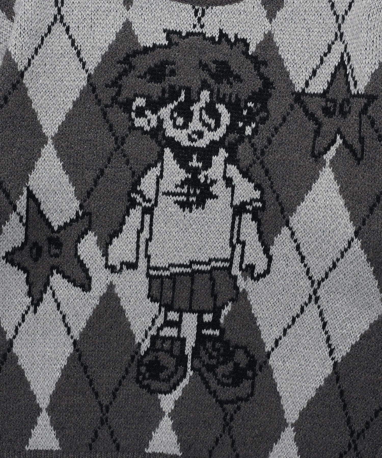 niceghostclub LITTLE GHOST ARGYLE KNIT
[CHARCOAL]