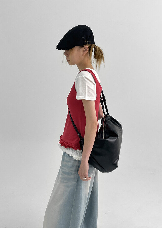 [韓國製造🇰🇷] Frill Henry Neck Tank Top / 2colors