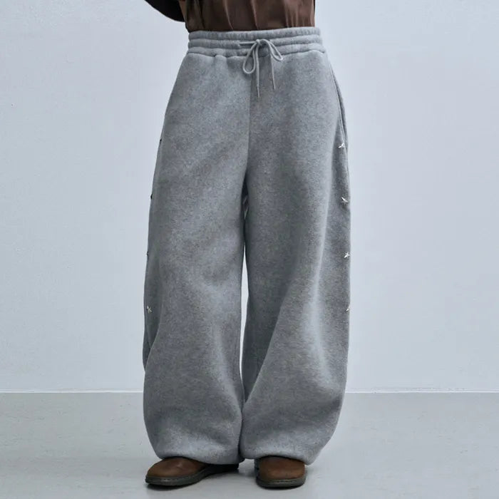 LSC Star Stud Wide Fleece Pants Grey