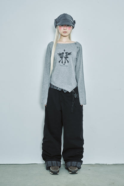 hugyourskin Fallen angel button knit top (Grey)