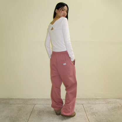 RONRON BACK HEART STITCH POCKET SWEAT JOGGER PANTS / DUSTY PINK