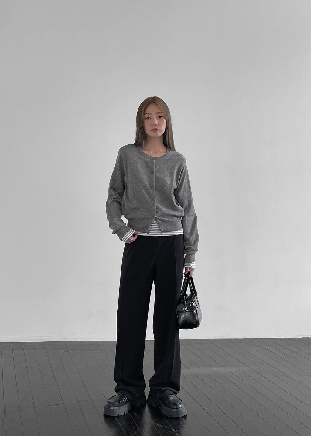 韓國製造 Round Cardigan / Grey