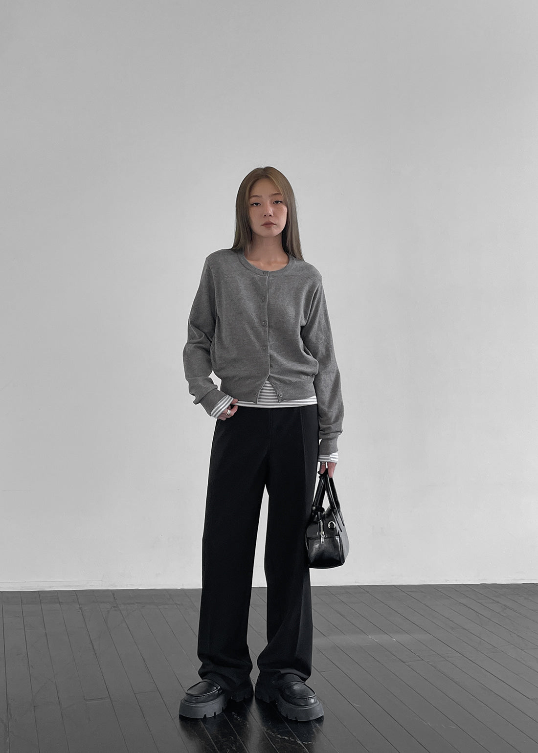 韓國製造 Round Cardigan / Grey