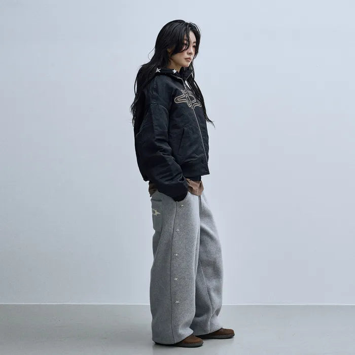 LSC Star Stud Wide Fleece Pants Grey