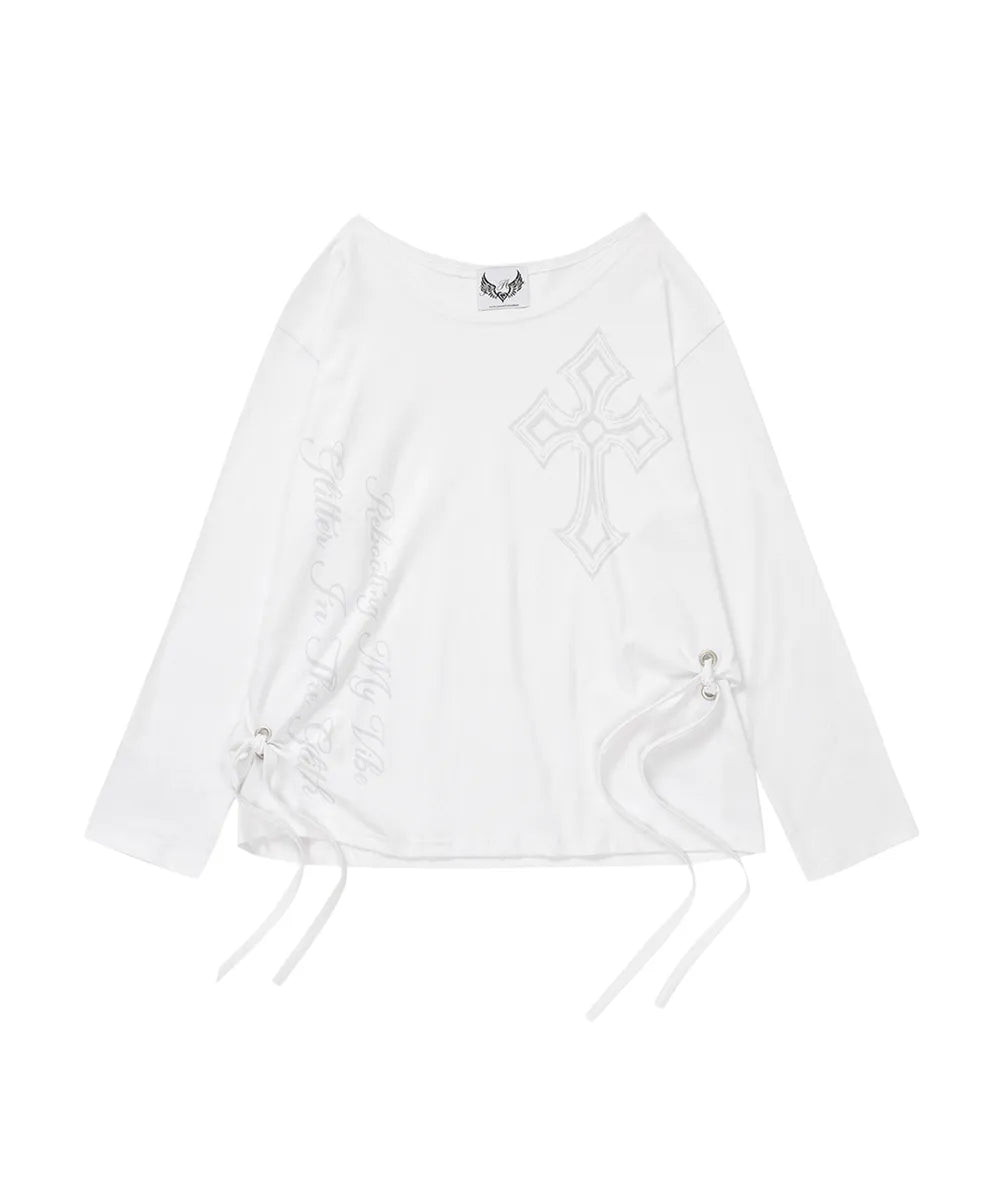 GILA ARCHIVE ONE SHOULDER GRAPHIC LONG SLEEVE_WHITE