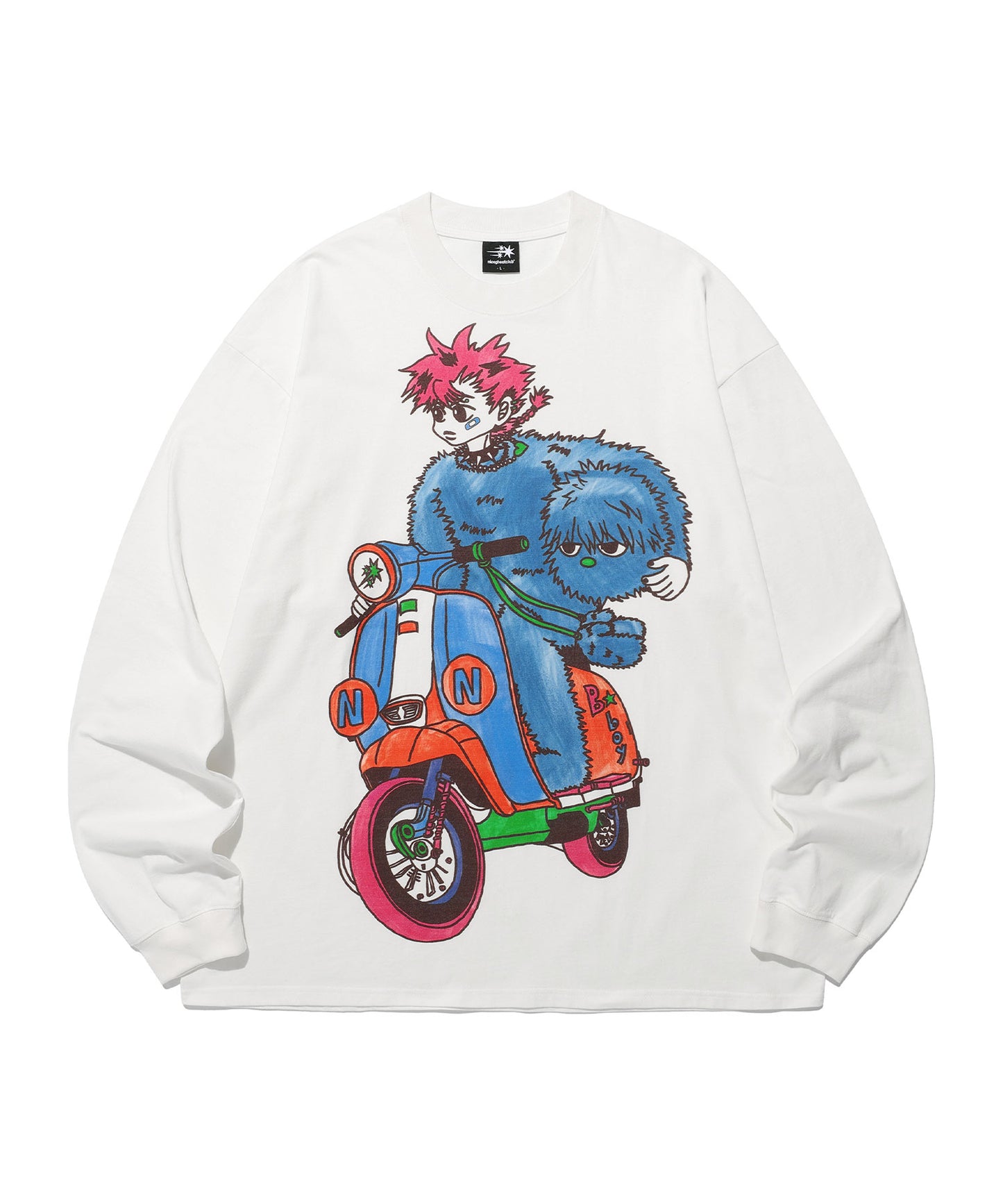 niceghostclub MOTORCYCLE BLUE BOY BIG BIG L/S TEE [WHITE]