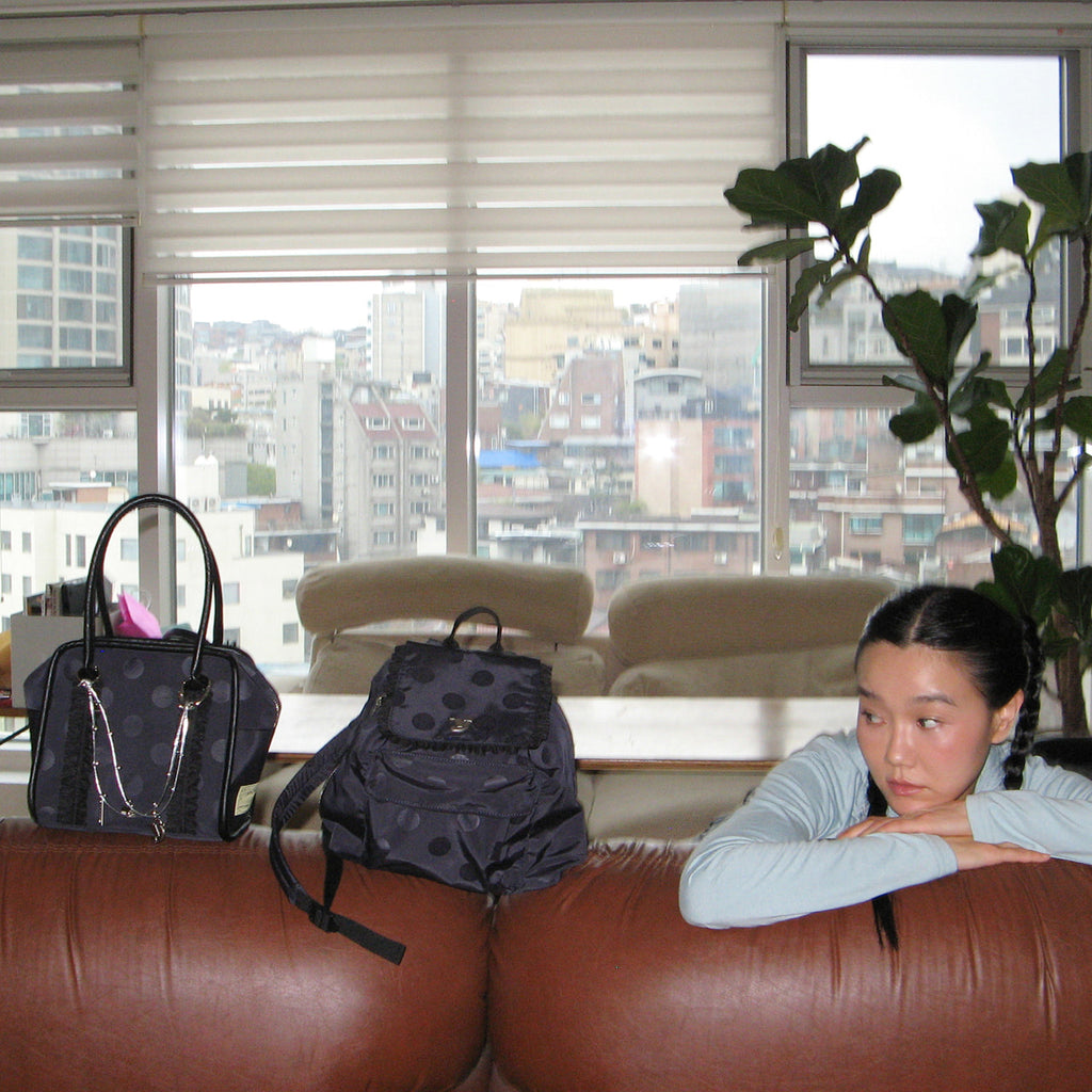 Yeomim mini box bag / navy dot