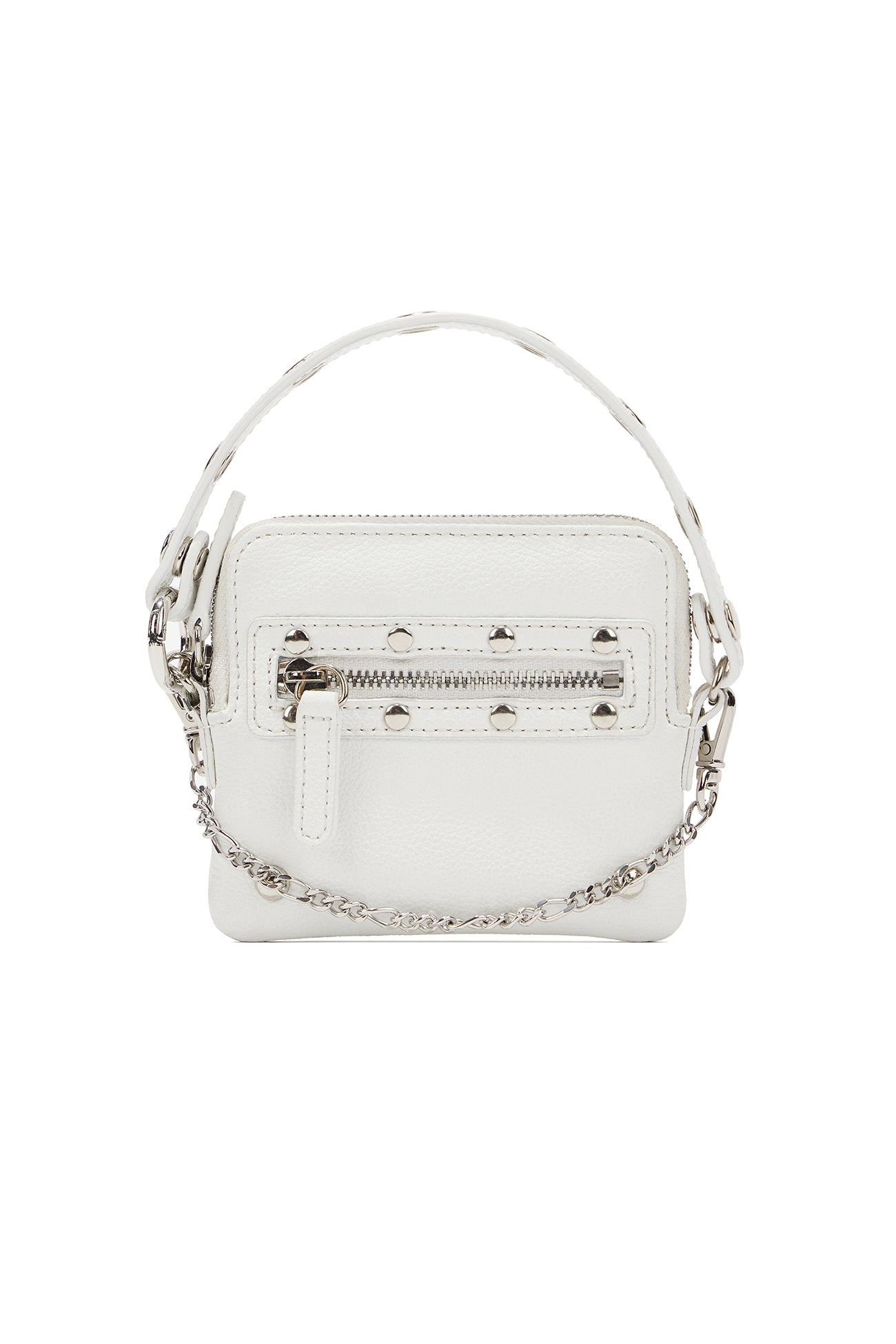 DEINET Studded Cross Chain Wallet / White