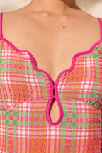 APRILPOOLDAY CLAUDIA'S FOREVERY ONE SWIMSUIT / PINK TARTAN