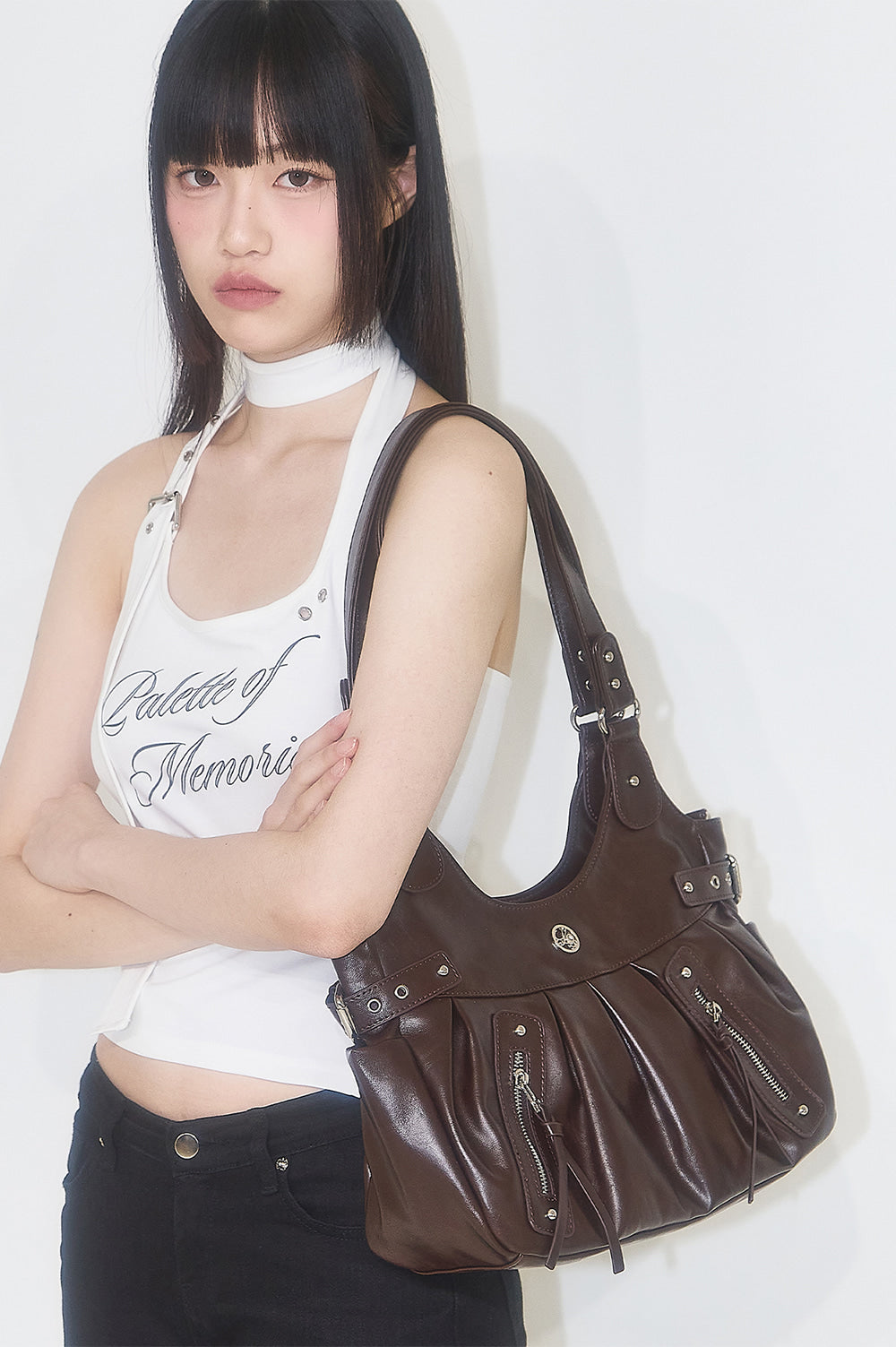 ILLIGO Amber Buckle Shoulder Bag / Brown