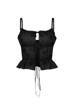 [asif calie] CORSAGE LACE SLEEVELESS BLOUSE BLACK